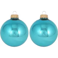 Krebs kerstballen - 24x st - turquoise blauw - 7 cm - glas - kerstversiering