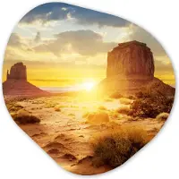 MuchoWow Organische wanddecoratie 60x60 cm - Organisch schilderij Zonsondergang - Rots - Landschap - Horizon - Muurdecoratie woonkamer - Kamer decoratie - Schilderijen - Muurcirkel aesthetic