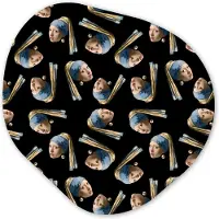 MuchoWow Organische wanddecoratie 60x60 cm - Organisch schilderij Patronen - Meisje met de parel - Vermeer - Muurdecoratie woonkamer - Kamer decoratie - Schilderijen - Muurcirkel aesthetic