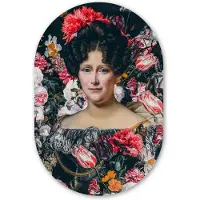 MuchoWow Muurovaal 60x90 cm - Ovale wanddecoratie Johanna Henriette Engelen - Dubois Drahonet - Bloemen - Ovalen schilderij - Muurdecoratie woonkamer - Kamer decoratie - Schilderijen - Wandcirkel