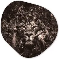 MuchoWow Organische wanddecoratie 60x60 cm - Organisch schilderij Dier - Afrika - Zwart - Wit - Muurdecoratie woonkamer - Kamer decoratie - Schilderijen - Muurcirkel aesthetic