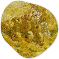 MuchoWow Organische wanddecoratie 40x40 cm - Organisch schilderij Kweeperen, citroenen, peren en druiven - Vincent van Gogh - Muurdecoratie woonkamer - Kamer decoratie - Schilderijen - Muurcirkel aesthetic
