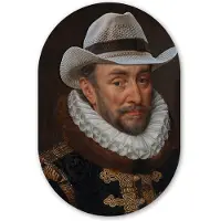 MuchoWow Muurovaal 80x120 cm - Ovale wanddecoratie Willem van Oranje - Adriaen Thomasz - Hoed - Ovalen schilderij - Muurdecoratie woonkamer - Kamer decoratie - Schilderijen - Wandcirkel