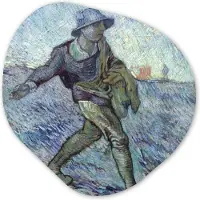 MuchoWow Organische wanddecoratie 40x40 cm - Organisch schilderij De zaaier (naar Millet) - Vincent van Gogh - Muurdecoratie woonkamer - Kamer decoratie - Schilderijen - Muurcirkel aesthetic
