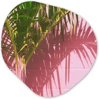 MuchoWow Organische wanddecoratie 90x90 cm - Organisch schilderij Plant - Zomer - Tropisch - Roze - Muurdecoratie woonkamer - Kamer decoratie - Schilderijen - Muurcirkel aesthetic