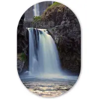 MuchoWow Muurovaal 60x90 cm - Ovale wanddecoratie Waterval - Water - Rotsen - Ovalen schilderij - Muurdecoratie woonkamer - Kamer decoratie - Schilderijen - Wandcirkel