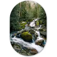MuchoWow Muurovaal 40x60 cm - Ovale wanddecoratie Natuur - Waterval - Bomen - Herfst - Ovalen schilderij - Muurdecoratie woonkamer - Kamer decoratie - Schilderijen - Wandcirkel