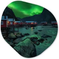 MuchoWow Organische wanddecoratie 40x40 cm - Organisch schilderij Noorderlicht - Noorwegen - Nacht - Muurdecoratie woonkamer - Kamer decoratie - Schilderijen - Muurcirkel aesthetic