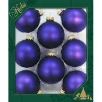 Krebs Kerstballen - 8x - violet velvet paars - 7 cm - glas - luxe kerstversiering ballen