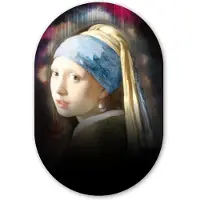 MuchoWow Muurovaal 80x120 cm - Ovale wanddecoratie Meisje met de parel - Johannes Vermeer - Olieverf - Ovalen schilderij - Muurdecoratie woonkamer - Kamer decoratie - Schilderijen - Wandcirkel