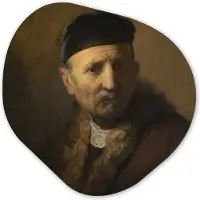 MuchoWow Organische wanddecoratie 60x60 cm - Organisch schilderij Tronie van een oude man - Rembrandt van Rijn - Muurdecoratie woonkamer - Kamer decoratie - Schilderijen - Muurcirkel aesthetic