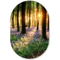 MuchoWow Muurovaal 60x90 cm - Ovale wanddecoratie Bos - Bloemen - Lavendel - Zon - Paars - Natuur - Ovalen schilderij - Muurdecoratie woonkamer - Kamer decoratie - Schilderijen - Wandcirkel