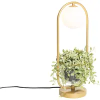 QAZQA Art deco tafellamp goud met wit glas - Isabella