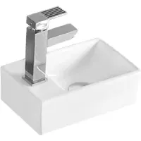 Aloni keramische wastafel, design, wit, met kraangat aan de linkerkant, afmetingen 30 x 18,5 x 9,5 cm