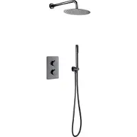 Boss & Wessing Bws inbouw regendouche | colorato | 25 cm stortdouche met handdouche | muuruitloop | gunmetal | set