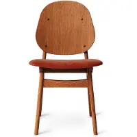 Warm Nordic Noble Stoel Brick red-teakgeolied eikenhouten onderstel