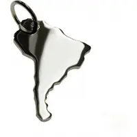 MOOYE ® - Collectie Zilveren Landkaart Zuid Amerika ketting hanger