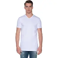 Slater 2-pack T-shirt Basic Extra Lang V-neck Wit
