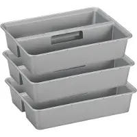 Sunware organiser - 3 stuks - kunststof - 40 x 30 cm - grijs - 2 vakken