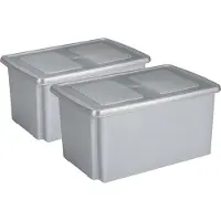 Sunware 2x opslagboxen 51 liter grijs 59 x 39 x 29 cm met afsluitbare deksel