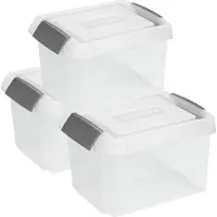 Sunware 3x opslagboxen 32 liter transparant 45 x 36 x 24 cm extra hoge afsluitbare deksel
