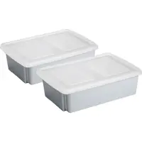 Sunware opslagboxen set - 2x stuks -30 liter - grijs - 59 x 39 x 17 cm - afsluitbare deksel