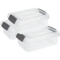 Sunware opslagbox - 3x stuks - 30L transparant - 59 x 39 cm - hoge deksel