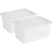 Sunware opslagboxen set - 2x stuks -51 liter - transparant - 59 x 39 x 29 cm - afsluitbare deksel