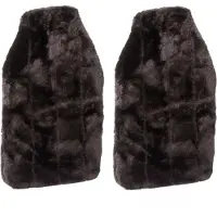 Cepewa Warmwaterkruik - 2x - 2L - donkergrijs - met pluche hoes - kruik - winter - bedkruik