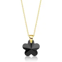 Montebello Ketting Flower BG97 - 925 Zilver Verguld - Swarovski - Ø14mm - 40cm