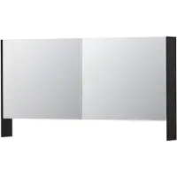 Ink SPK3 spiegelkast met 2 dubbel gespiegelde deuren, open planchet, stopcontact en schakelaar 140 x 14 x 74 cm, houtskool eiken