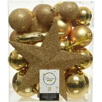 Kaemingk Kerstballenset kunststof Licht goud goud Kunststof Kerstbal