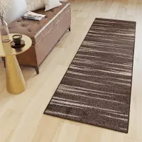 Tapiso Sari Tapijt Loper Bruin Modern Woonkamer Gang Vloerkleed Maat- 120x500