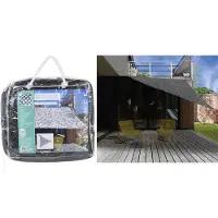 Koopman Compleet pakket: Camouflage schaduwdoek 3,6X3,6 Antraciet met bevestingsset en buitendoekreiniger