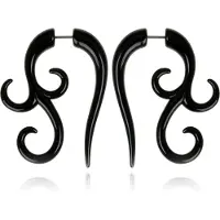 LGT JWLS Zwarte Bone oorbellen Tribal Tree