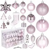 Springos Kerstballen 77 Stuks Roze/Wit