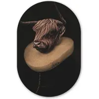 MuchoWow Muurovaal 60x90 cm - Ovale wanddecoratie Oude Meesters - Dieren - Schotse Hooglander - Ovalen schilderij - Muurdecoratie woonkamer - Kamer decoratie - Schilderijen - Wandcirkel
