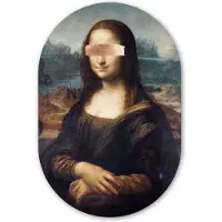 MuchoWow Muurovaal 40x60 cm - Ovale wanddecoratie Mona Lisa - Leonardo da Vinci - Brons - Ovalen schilderij - Muurdecoratie woonkamer - Kamer decoratie - Schilderijen - Wandcirkel