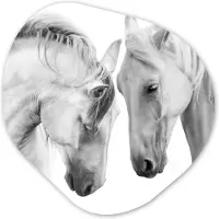 MuchoWow Organische wanddecoratie 40x40 cm - Organisch schilderij Paard - Dieren - Portret - Wit - Muurdecoratie woonkamer - Kamer decoratie - Schilderijen - Muurcirkel aesthetic