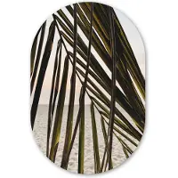 MuchoWow Muurovaal 40x60 cm - Ovale wanddecoratie Palmblad - Zomer - Strand - Ovalen schilderij - Muurdecoratie woonkamer - Kamer decoratie - Schilderijen - Wandcirkel