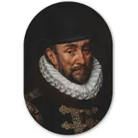 MuchoWow Muurovaal 60x90 cm - Ovale wanddecoratie Willem van Oranje - Adriaen Thomasz - Hoed - Ovalen schilderij - Muurdecoratie woonkamer - Kamer decoratie - Schilderijen - Wandcirkel