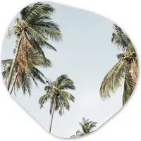 MuchoWow Organische wanddecoratie 90x90 cm - Organisch schilderij Palmen - Zomer - Tropisch - Muurdecoratie woonkamer - Kamer decoratie - Schilderijen - Muurcirkel aesthetic