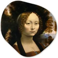 MuchoWow Organische wanddecoratie 40x40 cm - Organisch schilderij Ginevra de' Benci - Leonardo da Vinci - Muurdecoratie woonkamer - Kamer decoratie - Schilderijen - Muurcirkel aesthetic
