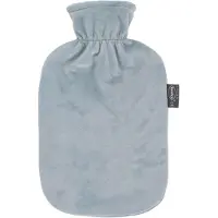 Fashy - Warmwaterkruik - Velours Effen Grijs Blauwe Hoes