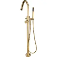 Klea Core Vrijstaande Badkraan Compleet 1 Greeps Met Handdouche Geborsteld Messing