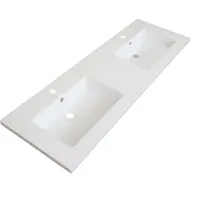 Bagnotti Beta Solid Surface Dubbele Wastafel - 160cm - Acryl Wit
