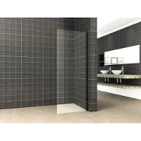 Klea Zijwand Voor Schuifbare Nisdeur Met Mat Zwart Profiel 90x200cm 8mm Antikalk Veiligheidsglas Met NANO Coating