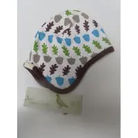 Koeka - Babymutsje - Boord bruin , eikel + blad - 0 / 5maand