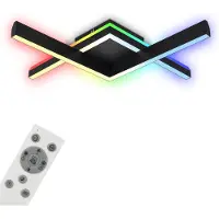 Briloner - Plafondlamp RGB, Achtergrondverlichting plafondlamp LED, dimbaar, instelbare kleurtemperatuur, LED Frame RGB, afstandsbediening, zwart