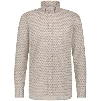 State of Art casual overhemd wijde fit beige geprint katoen